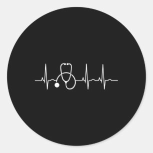 Stethoscope Hebeat Ekg Nurse Medical Doctor Nursin Classic Round Sticker