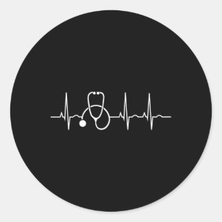 Stethoscope Hebeat Ekg Nurse Medical Doctor Nursin Classic Round Sticker