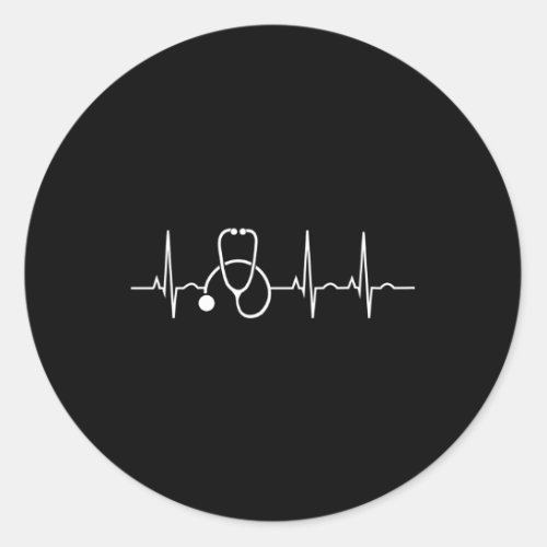 Stethoscope Hebeat Ekg Nurse Medical Doctor Nursin Classic Round Sticker