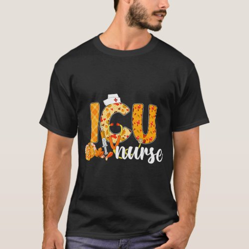 Stethoscope ICU Nurse Fall Yall Autumn Leaves T_Shirt