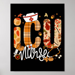 Stethoscope Icu Nurse Fall Yall Autumn Leaves Than Poster