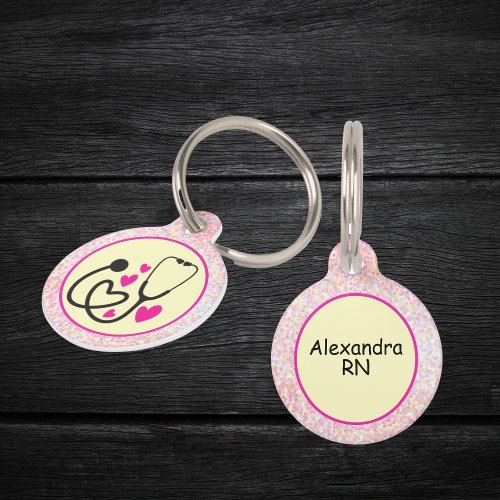 Stethoscope ID Name Tag with Hearts 