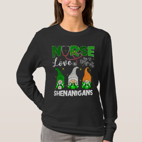 Stethoscope Irish Gnomes Shenanigans Nurse St Patr T_Shirt