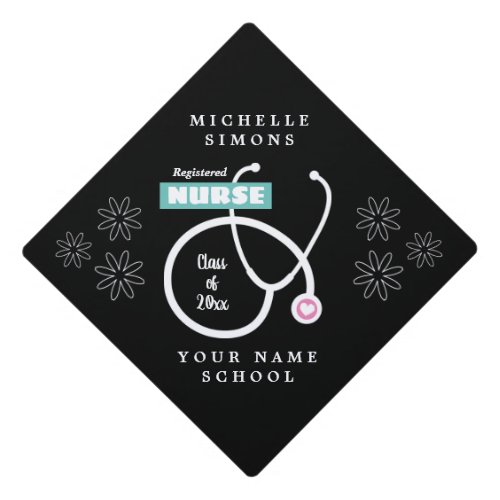 Stethoscope logo class of 2024 Nursing School Graduation Cap Topper