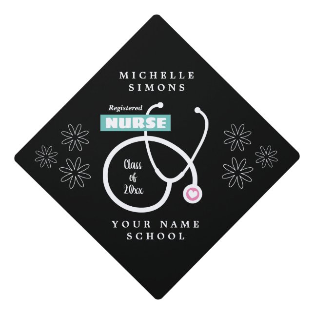 Stethoscope logo class of 2026 Nursing School Graduation Cap Topper (Front)