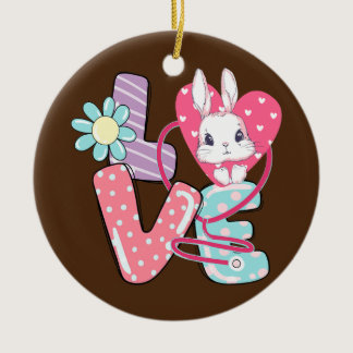 Stethoscope Love Easter Nurse Life Rabbit Nurse  Ceramic Ornament