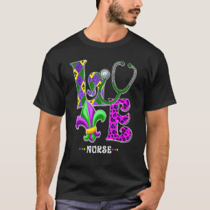 Stethoscope Love Life Nurse Mardi Gras Carnival Co T-Shirt