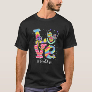 Stethoscope Love Scrub Life Nurse Funny Easter Egg T-Shirt