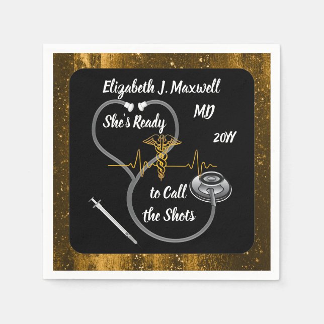 Stethoscope | MD - She's Ready to Call the Shots Napkins (Front)