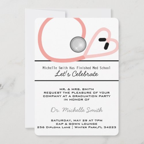 Stethoscope Medical Doctor Graduation Announcement