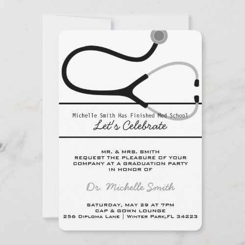 Stethoscope Medical Doctor Graduation Announcement
