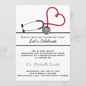 Stethoscope Medical Doctor Graduation Announcement by Zulibby at Zazzle