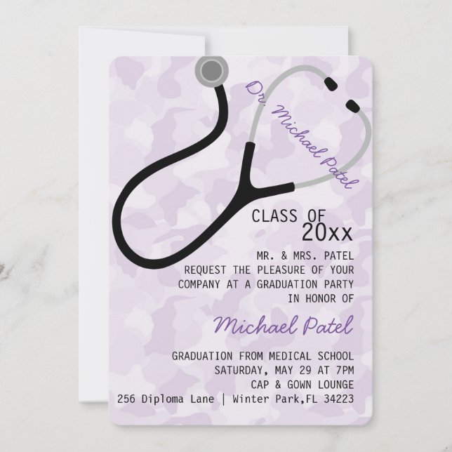 Stethoscope Medical Doctor Graduation Announcement (Front)