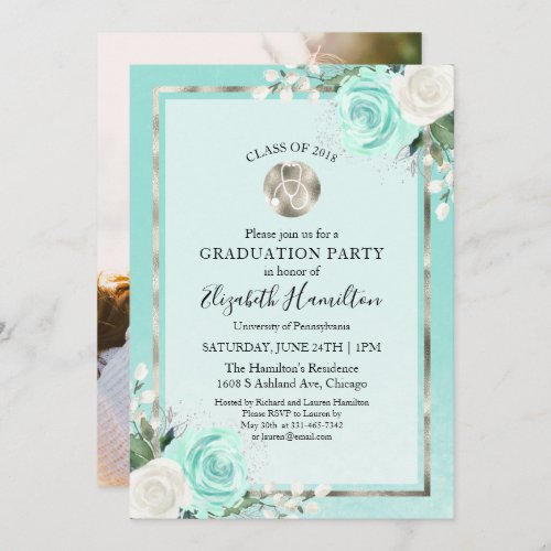 Stethoscope Medical Nursing Grad Party Photo Teal Invitation