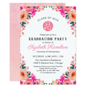 stethoscope medical nursing school grad party invitation