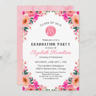 Stethoscope Medical Nursing School Grad Party Invitation
