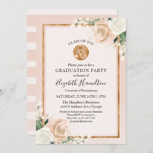 Stethoscope Medical Nursing School Grad Party Invitation