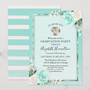 Stethoscope Medical Nursing School Grad Party Teal Invitation
