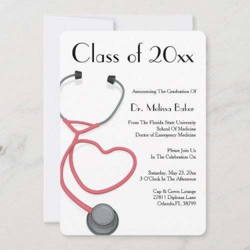 Stethoscope Medical School Graduation Announcement