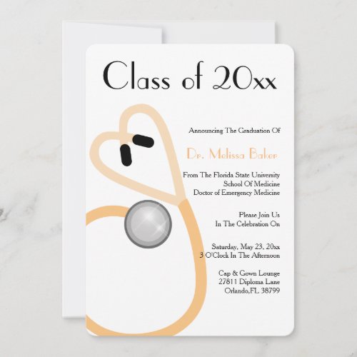 Stethoscope Medical School Graduation Announcement