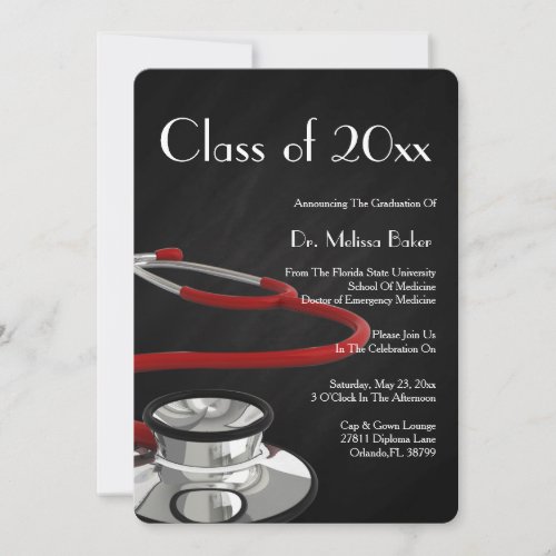 Stethoscope Medical School Graduation Announcement