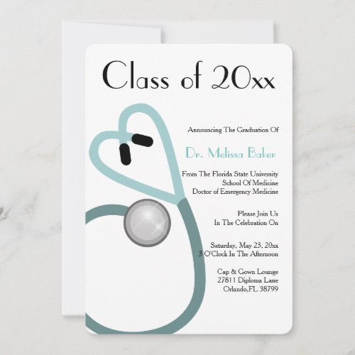 Stethoscope Medical School Graduation Announcement