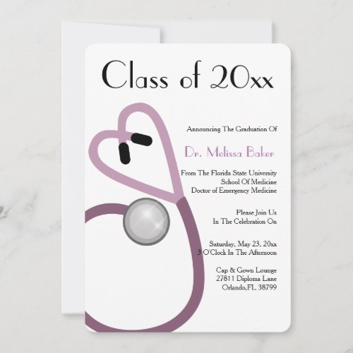 Stethoscope Medical School Graduation Announcement