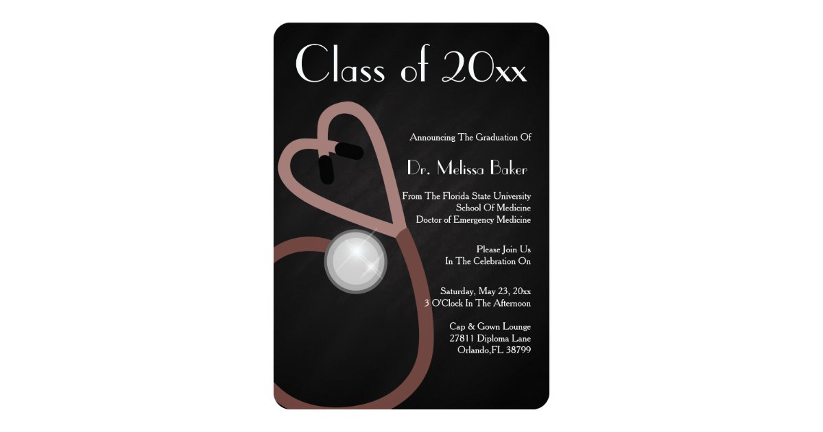 Stethoscope Medical School Graduation Announcement