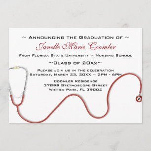 Stethoscope Medical School Graduation Invitation