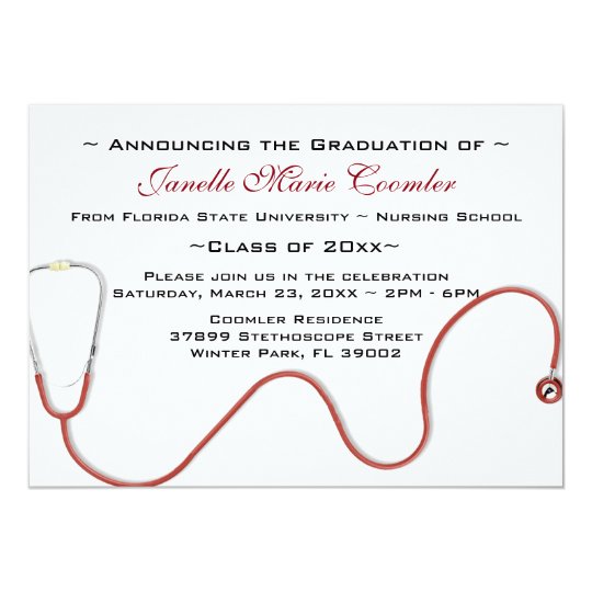 Stethoscope Medical School Graduation Invitation Be Creative With Our Blue Doctor Coat Medical School Graduation Invitation The Upper Half Of This Sets Scene A Man Wearing