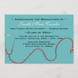 Stethoscope Medical School Graduation Invitation
