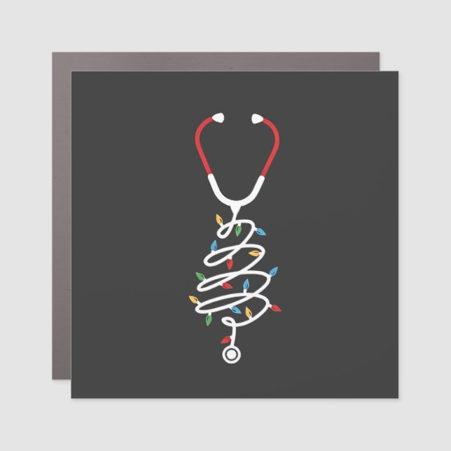 Stethoscope Medical Supplies Christmas Tree Lights Car Magnet (Front)