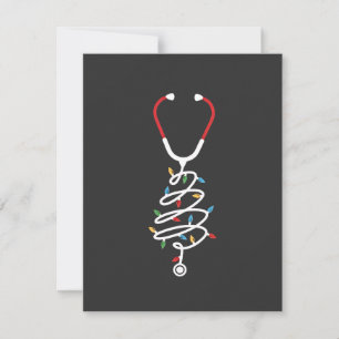 Stethoscope Medical Supplies Christmas Tree Lights Note Card
