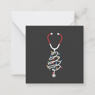Stethoscope Medical Supplies Christmas Tree Lights Note Card