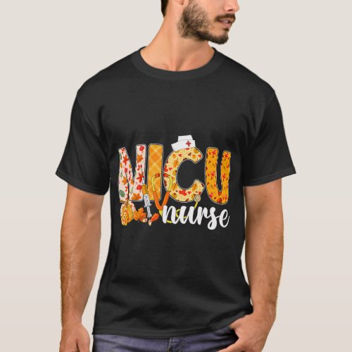 Stethoscope NICU Nurse Fall Yall Autumn Leaves T_Shirt