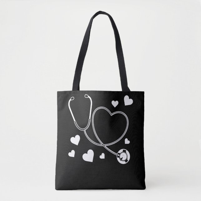 Stethoscope Nurse Love Hospital Tote Bag (Front)