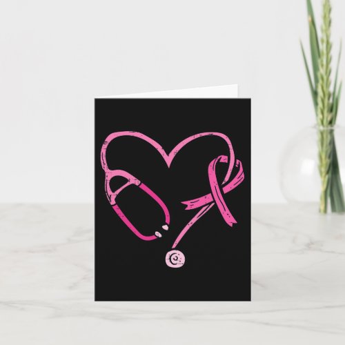 Stethoscope Nurse Medical Breast Cancer Awareness  Card