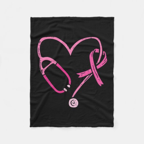 Stethoscope Nurse Medical Breast Cancer Awareness  Fleece Blanket