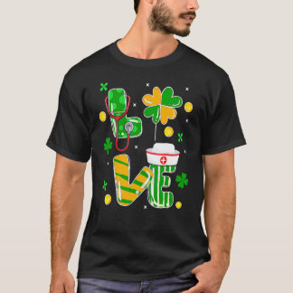Stethoscope Nurse St Patrick S Day Lucky Nurse Sha T-Shirt