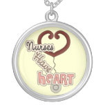 Stethoscope Nurses Have Heart T-shirts and GIfts Silver Plated Necklace