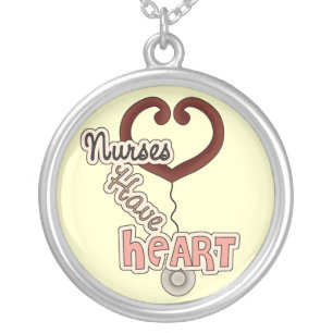 Stethoscope Nurses Have Heart T-shirts and GIfts Silver Plated Necklace
