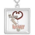 Stethoscope Nurses Have Heart T-shirts and GIfts Silver Plated Necklace