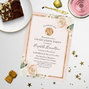 Stethoscope Nursing School Grad Party Photo Floral Invitation
