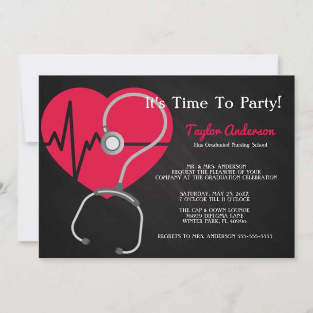 Stethoscope Nursing School Graduation Announcement (Front)