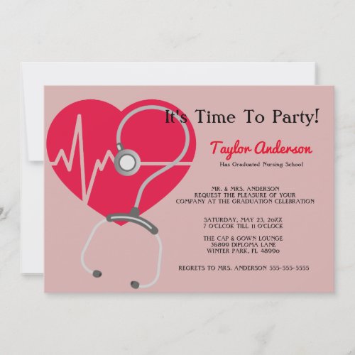 Stethoscope Nursing School Graduation Announcement