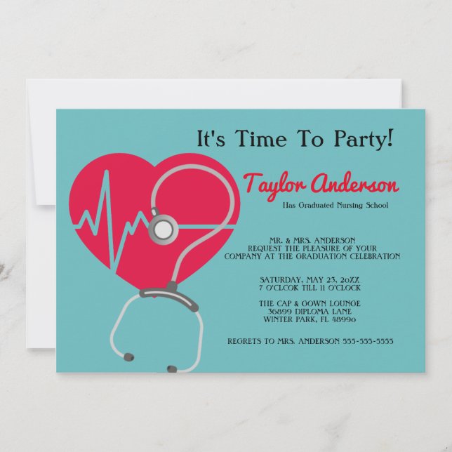 Stethoscope Nursing School Graduation Announcement (Front)