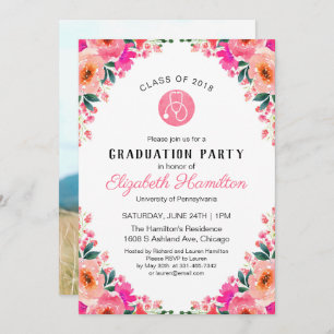 Stethoscope Nursing School Graduation Party Photo Invitation
