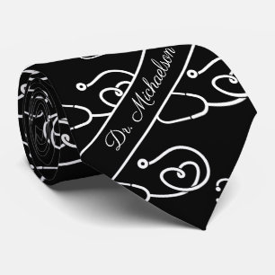 Stethoscope Pattern Physician Name Medical Doctor Neck Tie