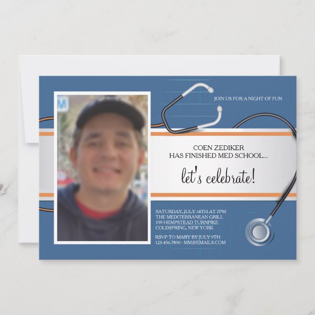 Stethoscope Photo Custom 3 Invitations (Front)
