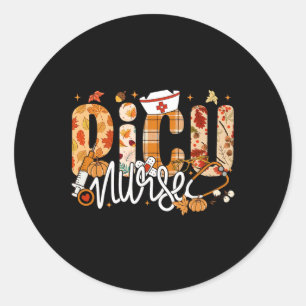 Stethoscope Picu Nurse Fall Yall Autumn Leaves Tha Classic Round Sticker